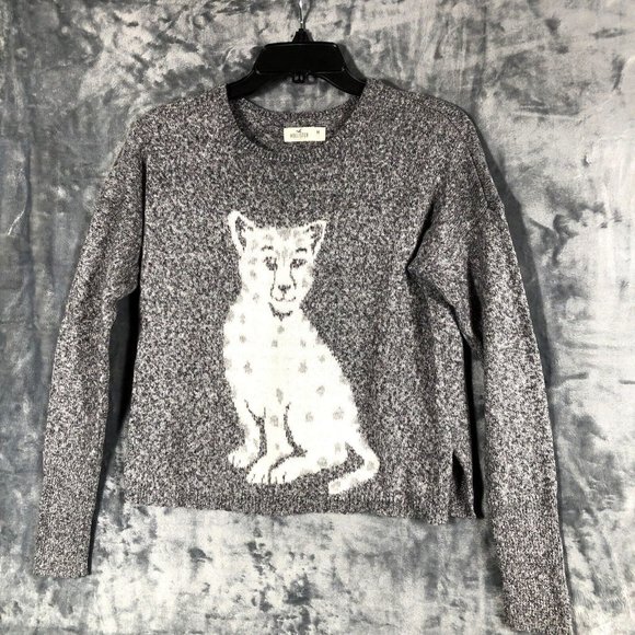 Hollister Sweaters - Hollister Woman’s Sweater Baby Leopard Grey Long Sleeve Pullover Size Medium